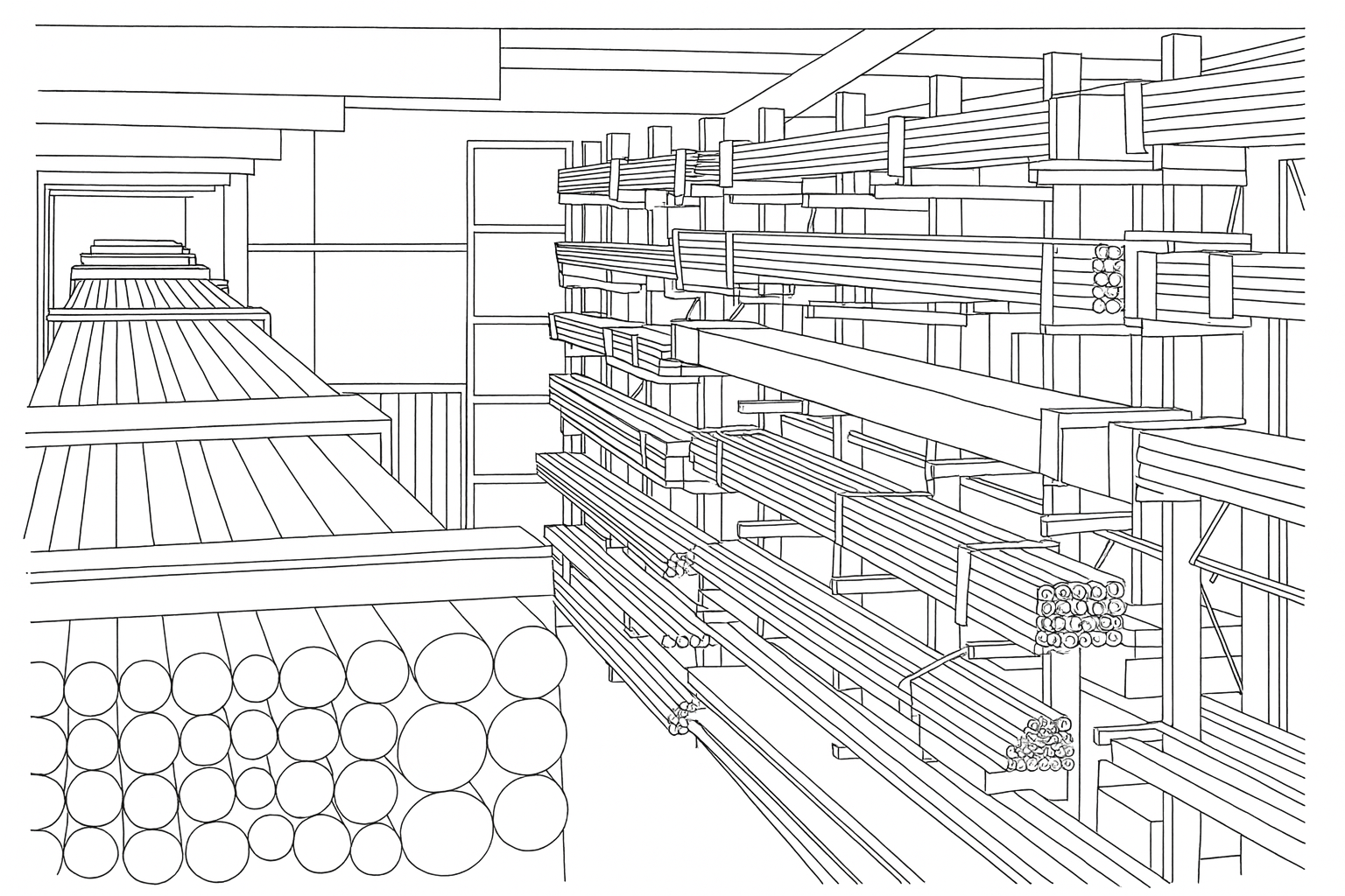 Rohre gezeichnet, im Lager von ABD Druckluft